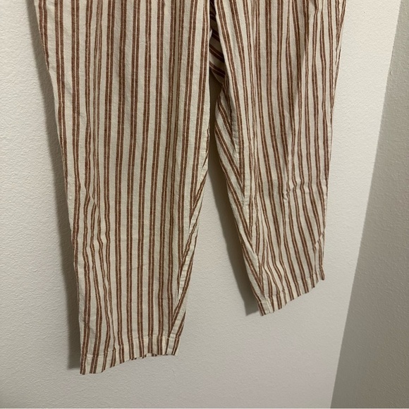 Madewell Linen-Cotton Track Trousers Off White Brown Striped Size XL Women’s - Picture 4 of 7